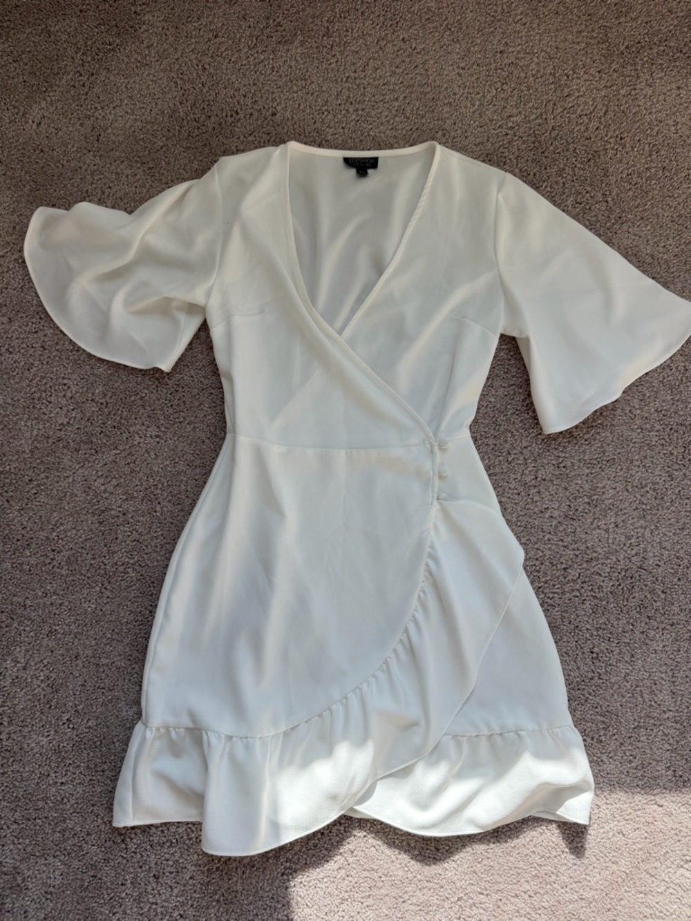 Topshop Cream Wrap Ruffle Mini Dress